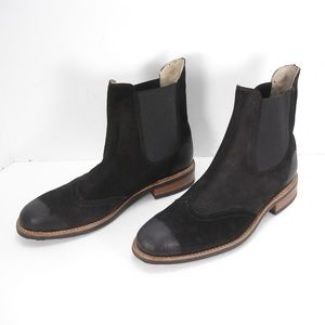 NEW J.D.FISK BLACK SUEDE WINGTIPS ANKLE BOOTS 12